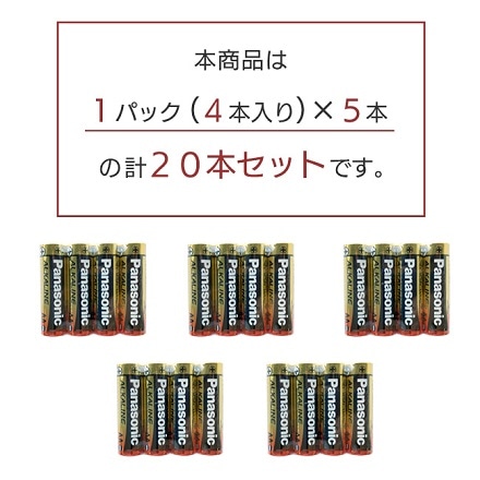 20本セット 4P×5個 Panasonic アルカリ乾電池単3形 4Pパック