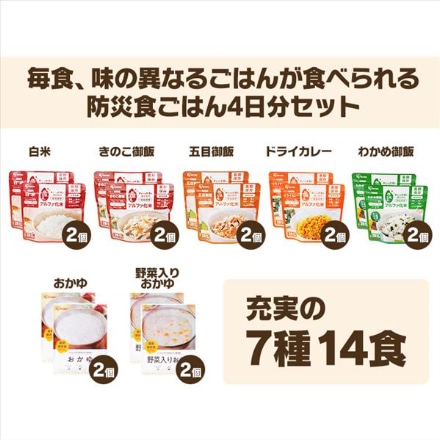 アイリスオーヤマ 防災食セット 7種14食セット 2000g