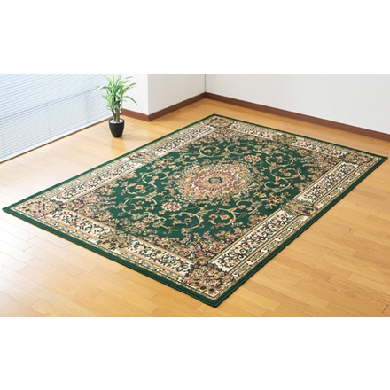 ペルシャ柄 カーペット 240cm×240cm ヒートセット加工 ホットカーペット対応 グリーン ※他色あり