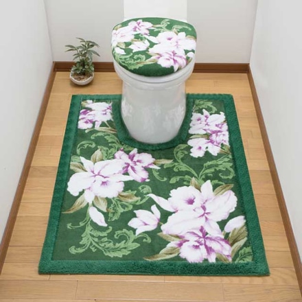 抗菌・防臭加工カトレア柄トイレマットシリーズ マットジャンボ パープル ※他色あり
