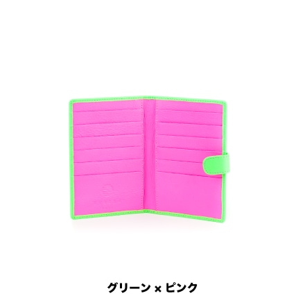 KUBERA9981 カードケース(ネオンレザー ブルー×オレンジ) ※他色あり