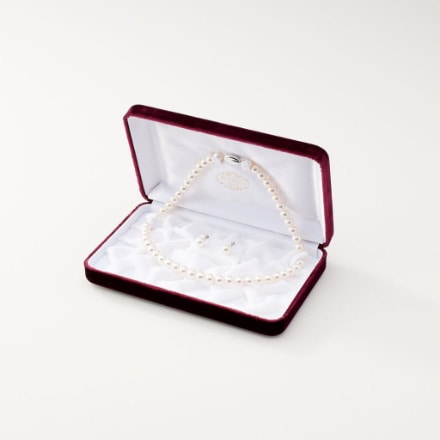 あこや真珠 ネックレス (7-7.5mm) イヤリング (7.5-8mm) 2点セット ※ピアスあり