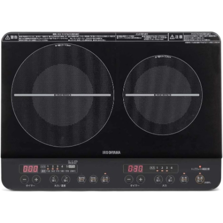 アイリスオーヤマ IHコンロ IHK-W13S アイリスオーヤマ 2口 足つき 黒