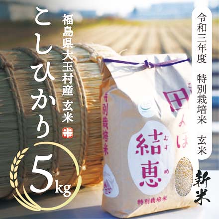 こしひかり 特別栽培米 玄米 5kg 令和3年産