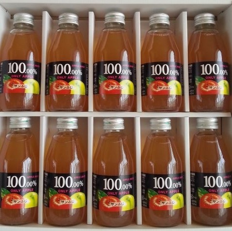 贅沢な無添加100.00%りんごジュース サンふじ200ml×10本
