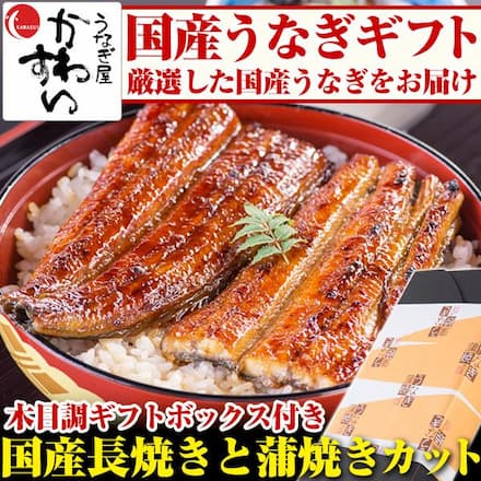 国産うなぎ蒲焼き 120g×1尾と 国産うなぎ蒲焼き カット2枚80gのギフトセット