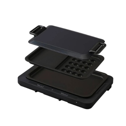 アイリスオーヤマ ホットプレート 左右温度調整 2枚プレート WHP-012-B ブラック