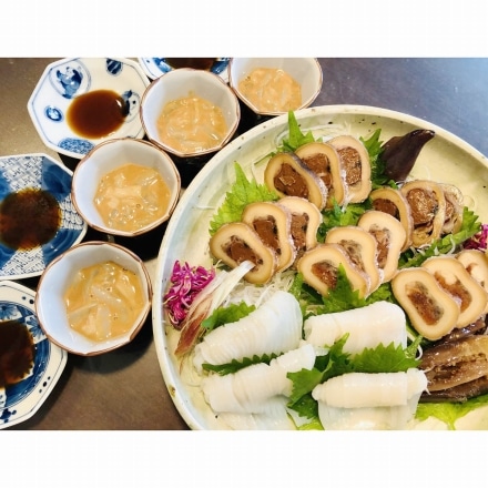 若潮丸船凍いか 産地直送お勧めセット 〔するめいか刺身100g×1・いか塩辛90g×1・いか沖漬け190g以上×1・いか肝醤油5g×3〕
