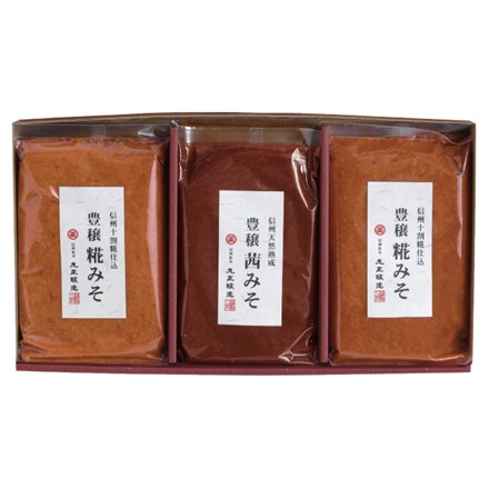〈長野・丸正醸造〉信州味噌詰合せ（豊穣茜みそ500g、豊穣糀みそ500g×2個）