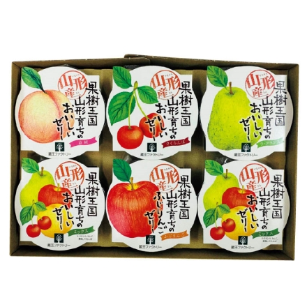 お中元熨斗付き 山形県産ごろっとフルーツたっぷりゼリー5種 ミックスゼリー195g×2、白桃ゼリー・さくらんぼゼリー・ラフランスゼリー・ふじりんごゼリー 各195g 御中元 夏ギフト ギフト 贈答