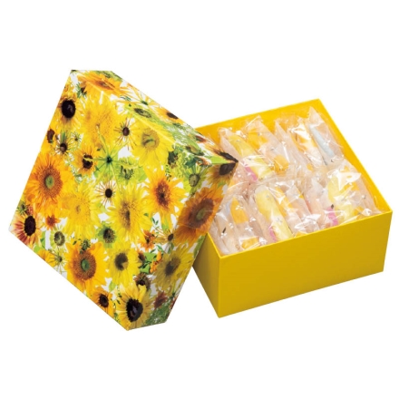 お中元熨斗付き 米菓ギフトＢＯＸ～花のル・コリ～ 田舎おかき醤油味・マカダミアナッツおかき・きなこ雪餅 各12枚、黄金揚げ・胡麻せんべい 各6枚 御中元 夏ギフト ギフト 贈答