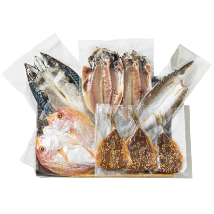 お中元熨斗付き 九州近海干物詰合せＡ 真あじ70g×2、れんこ鯛140g、かます70g、さば150g、あじみりん20g×3 御中元 夏ギフト ギフト 贈答