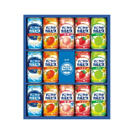 お中元熨斗付き ＜アサヒ飲料＞すこやかカルピスギフト Ａ 白桃190g×2、白・メロン・いちご・マンゴー 各190g×3 御中元 夏ギフト ギフト 贈答