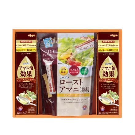 お中元熨斗付き ＜ニップン＞健康アマニセット アマニ油効果186g×2、ローストアマニ粉末5g×15 御中元 夏ギフト ギフト 贈答