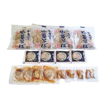 十文字中華そばセット 生めん120g・煮干味ラーメンスープ31g・メンマ10g・チャーシュー10g 各4 送料込み