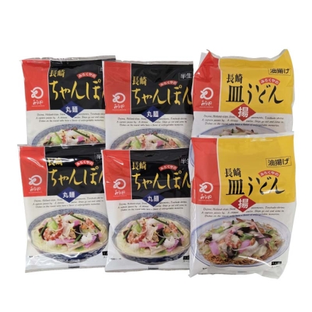 長崎ちゃんぽん・皿うどん詰合せ 長崎ちゃんぽん120g（半生めん100g・スープ12g・調理油8g）×4、長崎皿うどん96g（めん60g・スープ28g・調理油8g）×2 送料込み