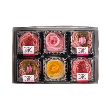 冷凍 ＜芦屋樂膳＞玄樂おはぎ「 母の日アソート 」 いちごモンブランおはぎ・さくらモンブランおはぎ 各2個、フルーツフラワー黄桃おはぎ・フルーツフラワー白桃おはぎ 各1個 母の日 送料込み