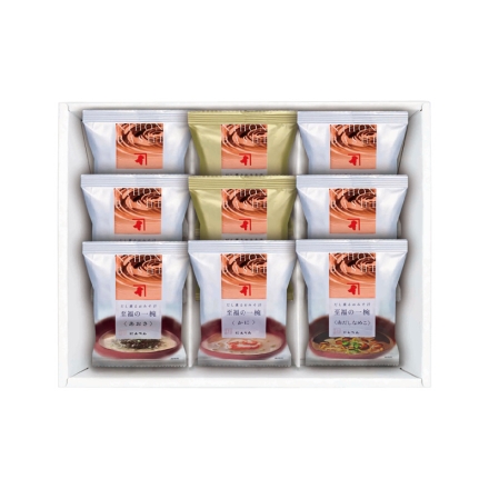 ＜にんべん＞母の日おみそ汁・お吸い物詰合せ わかめ・焼なす 各8.5g、豆腐ねぎ9.7g、豚汁11.1g、赤だしなめこ8.4g、あおさ8.1g、かに9.5g、ふわっと玉子6.7g、ねばり野菜7.6g 母の日 送料込み