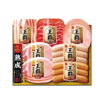 お歳暮のし付き 王覇ギフトセット（ＭＯ－300） ロースハム40g×2、ワイン仕立ての生ハム肩ロース・ボンレスハム 各50g、ベーコン45g、ポークウインナー（ハーブ・プレーン 各102g）