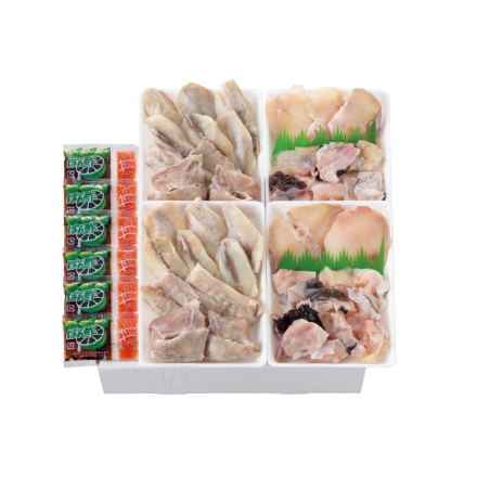 お歳暮のし付き 東西味くらべ（国産天然ふぐとあんこう鍋） ふぐ切身・あんこう切身 各200g×2、やく味（ポン酢14g・もみじおろし3g）×6