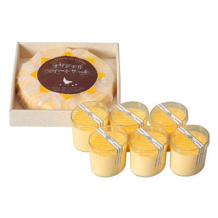 お歳暮のし付き 名古屋コーチン卵のひんやりスイーツ詰合せ 名古屋コーチン卵のクリームチーズケーキ320g、半熟なめらかプリン70g×6