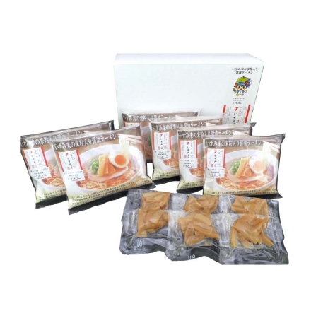 お歳暮のし付き いすみ米の米粉入り醤油ラーメン（メンマ付） 118g（めん80g、醤油スープ付）×6、メンマ10g×6