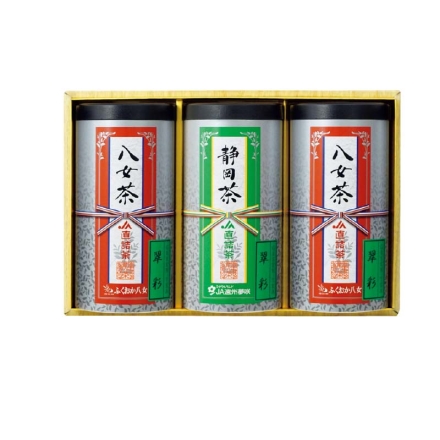 お歳暮のし付き ＪＡ直詰 八女・静岡茶セット 八女煎茶100g×2、静岡煎茶100g