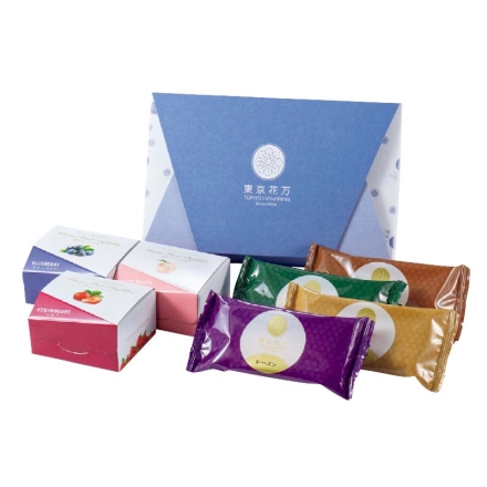 お歳暮のし付き 冷凍 ＜銀座千疋屋×花園万頭＞フルーツ大福＆どらバターサンド 銀座フルーツ大福（いちご・白桃・ブルーベリー 各1個）、どらバターサンド（宇治抹茶・ラムレーズン・丹波栗・クッキー＆クリーム 各1個）