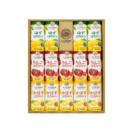 お歳暮のし付き ＜山田養蜂場＞ハニードリンクセットＡ ゆず＆はちみつ125g×4、りんご＆はちみつ・かぼす＆はちみつ 各125g×5