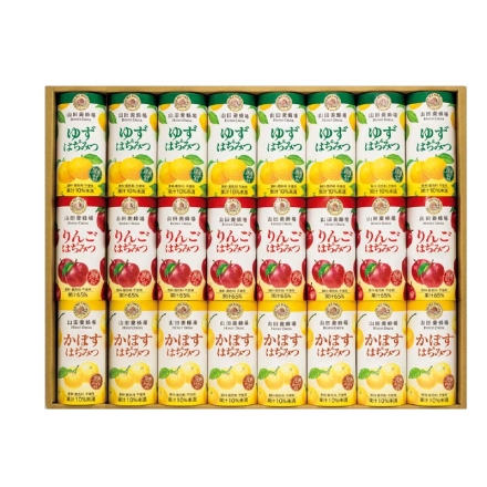 お歳暮のし付き ＜山田養蜂場＞ハニードリンクセットＢ ゆず＆はちみつ・りんご＆はちみつ・かぼす＆はちみつ 各125g×8