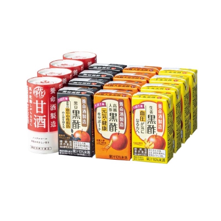 お歳暮のし付き ＜養命酒製造＞カラダに嬉しい黒酢・甘酒セット 養命酒製造甘酒・黒豆黒酢・高麗人参黒酢・生姜黒酢 各125ml×4