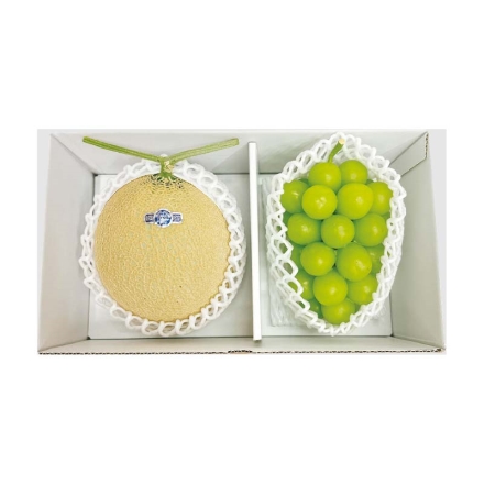 お歳暮のし付き 静岡県産クラウンメロン＆シャインマスカット詰合せ クラウンメロン1.3kg（1個）、シャインマスカット450g（1房）