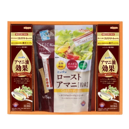 お歳暮のし付き ニップンの健康アマニセット アマニ油効果186g×2、ローストアマニ粉末5g×15