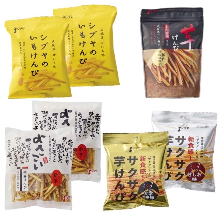 芋けんぴ 食べくらべ いもけんぴ105g×2、本和香糖芋けんぴ110g、よさこい（芋けんぴ155g、胡麻けんぴ150g）、サクサク芋けんぴ（大学イモ味・甘しお味 各55g）