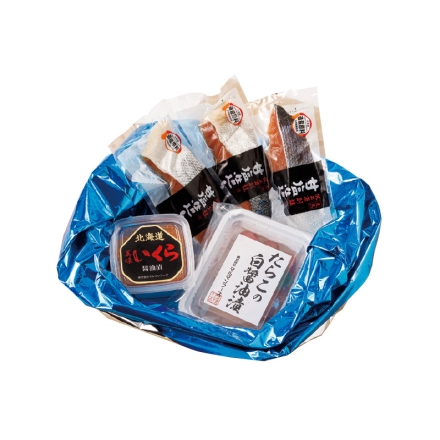 冷凍 鮭山漬け甘塩造り・いくら醤油漬・甘口たらこ 新巻鮭山漬（甘塩造り）70g×3、北海道美味いくら醤油漬70g、たらこの白醤油漬100g