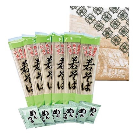 若そば めん150g・めんつゆ30g 各6