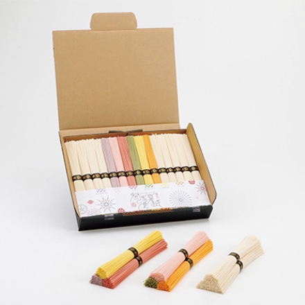 お徳用 夏越そうめん祭り 白麺50g×18、色麺(むらさきいも・サクラ・しそ・ほうれんそう・かぼちゃ・にんじん 各50g×2)