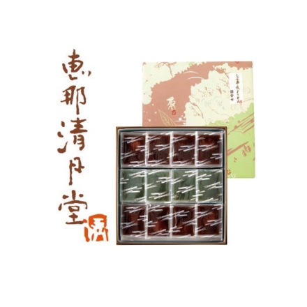 岐阜「 恵那清月堂 」のしぶ栗水ようかん詰合せ 小豆80g×8、抹茶80g×4