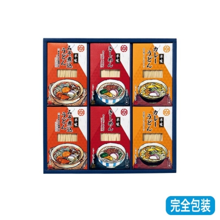 お歳暮のし付き ＜きしめん亭＞なごやいろいろ麺 ＫＴ－30 カレーうどん(めん100g、スープ35g）・きしめん(めん100g、めんつゆ25g)・みそ煮込うどん(めん100g、あじみそ45g) 各2