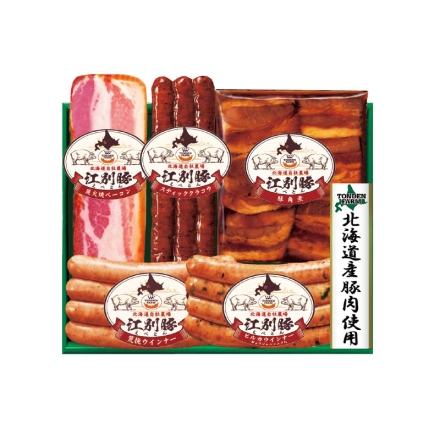 お歳暮のし付き トンデンファームえべとんギフト（ＴＨＥ－42） 炭火焼ベーコン（厚切り）50g、スティッククラコウ80g、荒挽ウインナー・ピルカウインナー・豚角煮 各120g