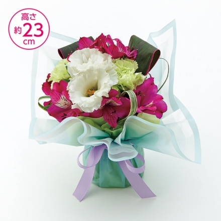 お供え用そのまま飾れるブーケ サイズ（約）＝幅25×奥行20×高さ23ｃｍ