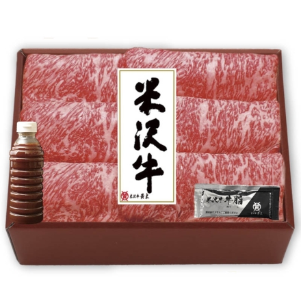 お中元のし付き 米沢牛霜降りロースすき焼用（黄木味噌たれ付） 300g、すき焼のたれ360ml、牛脂付 御中元 夏ギフト ギフト 贈答