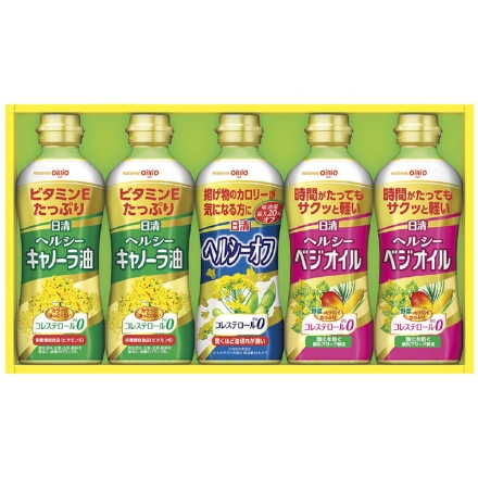 お中元のし付き ＜日清＞ヘルシーオイルギフトＡ ヘルシーキャノーラ油・ヘルシーベジオイル 各350ｇ×2、ヘルシーオフ350g 御中元 夏ギフト ギフト 贈答
