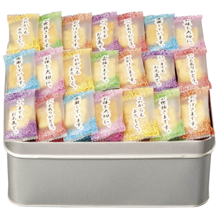 お中元のし付き 感謝のきもち（缶入） 280g（海老マヨ味・胡麻サラダ味：個包装込） 御中元 夏ギフト ギフト 贈答