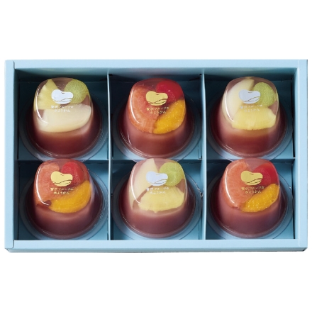 お中元のし付き 贅沢フルーツの水ようかん ぶどう＆白桃＆パイナップル106g×3、さくらんぼ＆ピンクグレープフルーツ＆みかん104g×3 御中元 夏ギフト ギフト 贈答