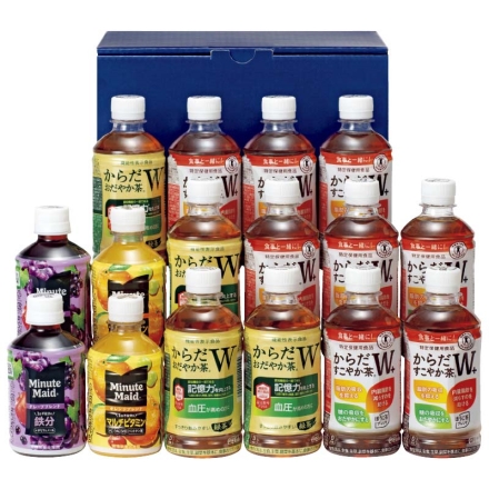 お中元のし付き ＜コカ・コーラ＞健康飲料詰合せ ＣＫＤ－30Ａ からだすこやか茶Ｗ＋350ml×8、からだおだやか茶Ｗ350ml×4、ミニッツメイドオレンジブレンド・グレープブレンド 各280ml×2 御中元 夏ギフト ギフト 贈答