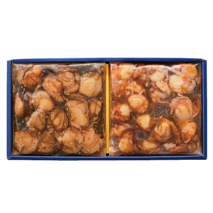 お中元のし付き ほたて二色彩 漬けほたて・ほたて赤柚子胡椒 各150g 御中元 夏ギフト ギフト 贈答