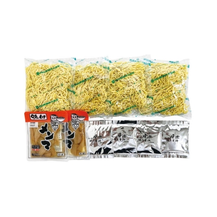 らーめん味楽 焼き醤油ラーメン（メンマ付） 生めん120g・焼き醤油スープ50g 各4、味付メンマ50g×2 送料込み