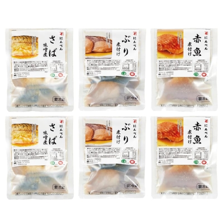 お歳暮のし付き にんべんの煮魚詰合せ Ａ さば味噌煮135g・ぶり煮付け140g・赤魚の煮付け140g 各2