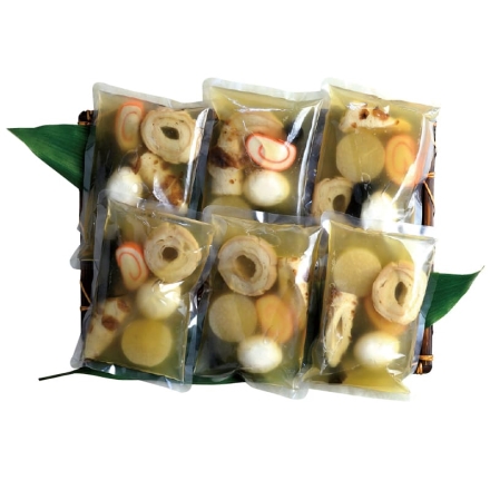 お歳暮のし付き 加賀おでん詰合せ 420g［具材（ゆで卵、だいこん、焼ちくわ、赤巻、くるまふ、昆布）133g、だし287g］×6